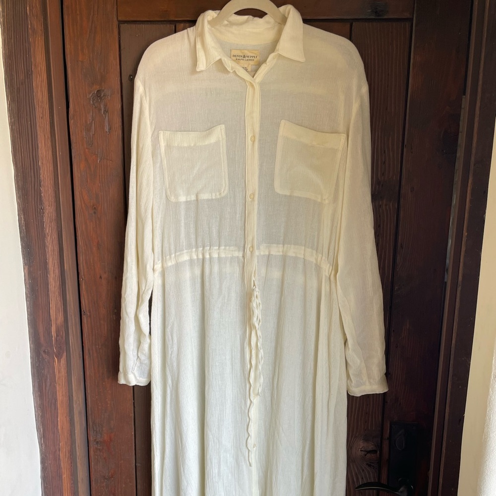 Ralph Lauren denim supply gauze white maxi dress XL